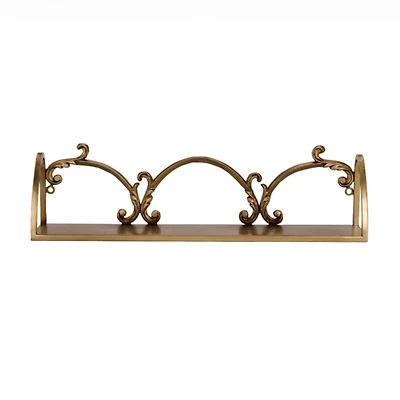 Gold Ornate Metal Wall Shelf