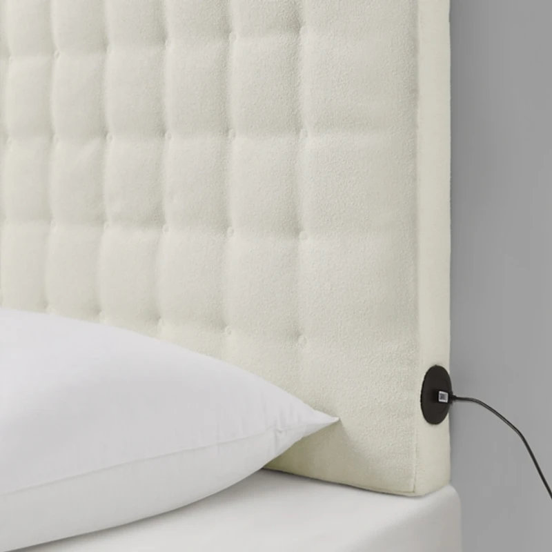 Ivory Tufted USB Twin Headboard