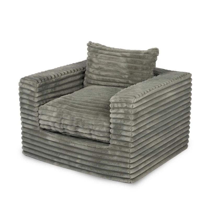 Gray Ribbed Comfy Foam Lounge Chair