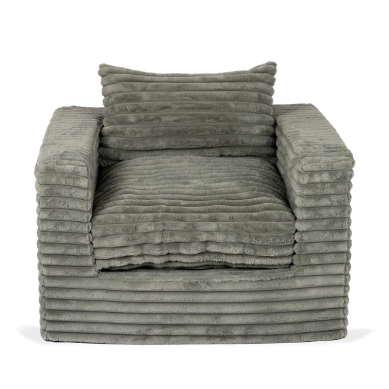 Gray Ribbed Comfy Foam Lounge Chair