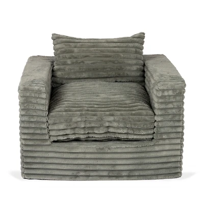 Gray Ribbed Comfy Foam Lounge Chair