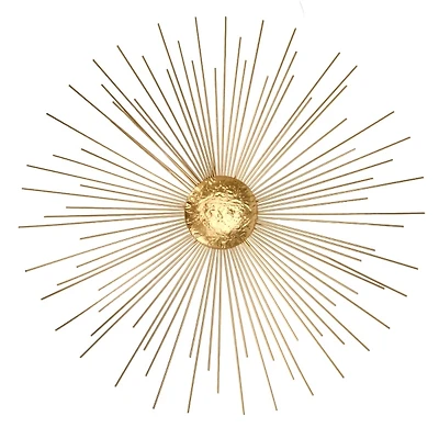 Gold Metal Sunburst Wall Plaque