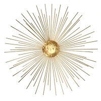 Gold Metal Sunburst Wall Plaque