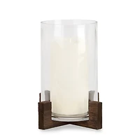 Dark Wood Base Hurricane, 10 in.