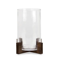 Dark Wood Base Hurricane, 10 in.