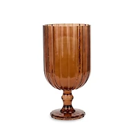 Amber Glass Goblet Hurricane, 9 in.