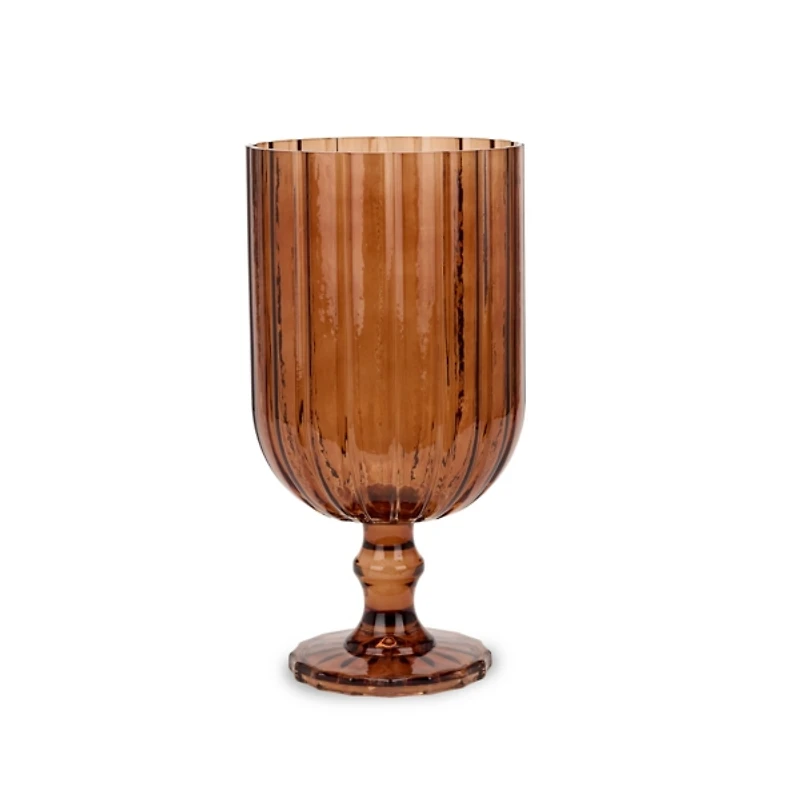 Amber Glass Goblet Hurricane, 9 in.