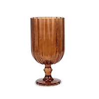 Amber Glass Goblet Hurricane, 9 in.
