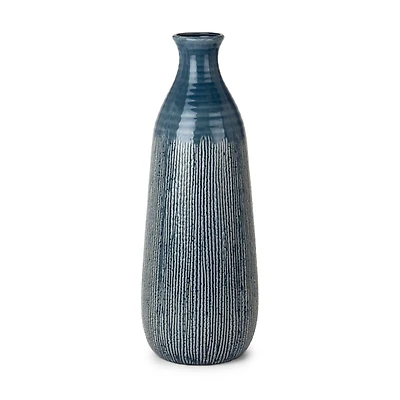 Luca Blue Ceramic Floor Vase, 24 in.