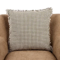 Green Gingham Fringe Pillow