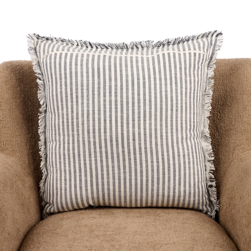 Navy Gingham Fringe Pillow