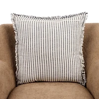 Navy Gingham Fringe Pillow