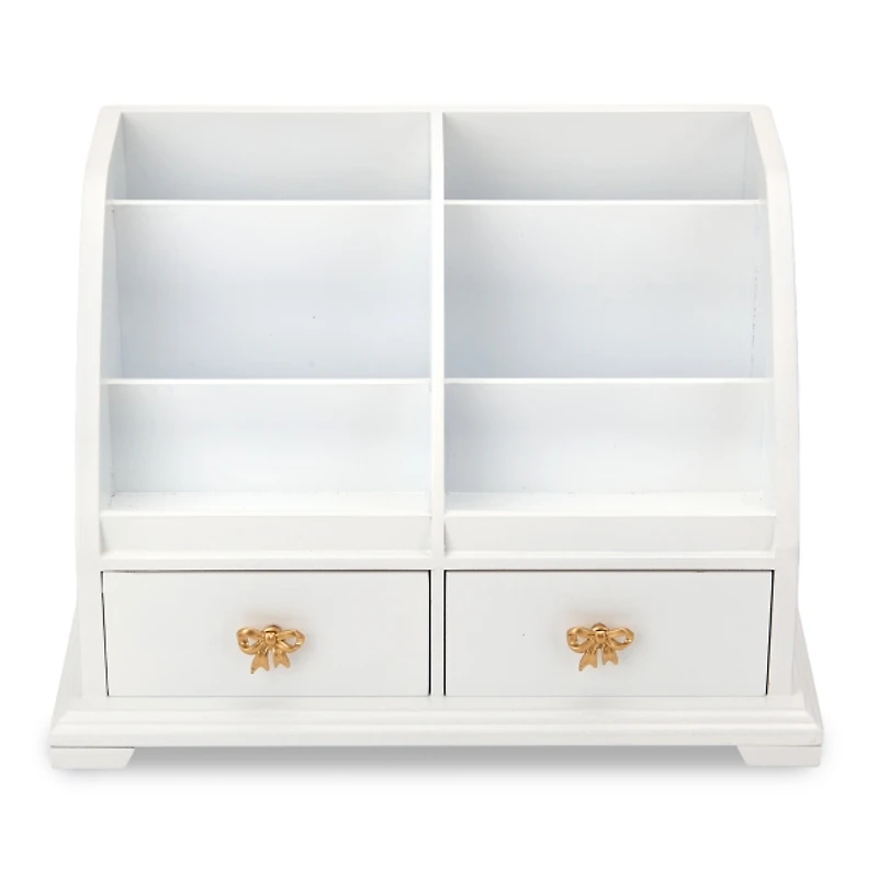 White Desk Organizer with Gold Bows