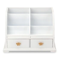 White Desk Organizer with Gold Bows