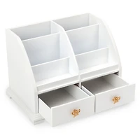 White Desk Organizer with Gold Bows