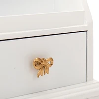 White Desk Organizer with Gold Bows