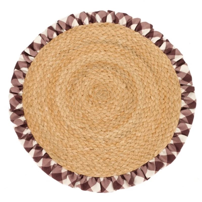 Round Jute Gingham Ruffle Placemat