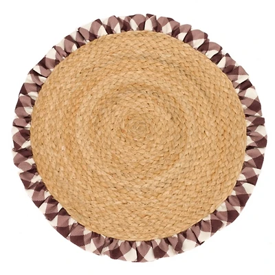 Round Jute Gingham Ruffle Placemat
