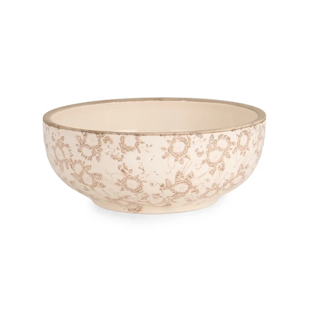 Beige Vintage Floral Decorative Bowl