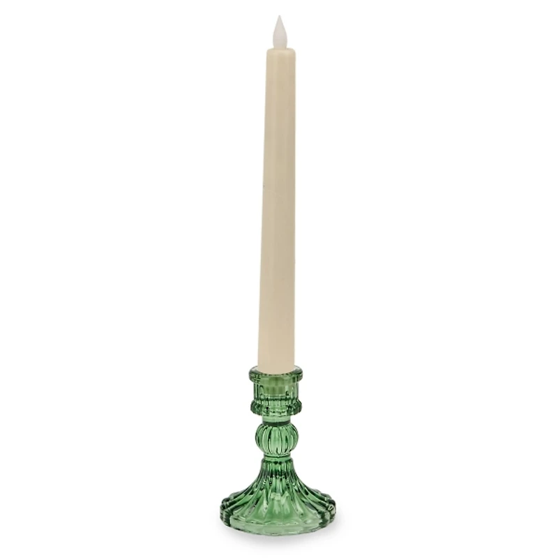 Green Textured Glass Taper Candle Holder, 4 in.