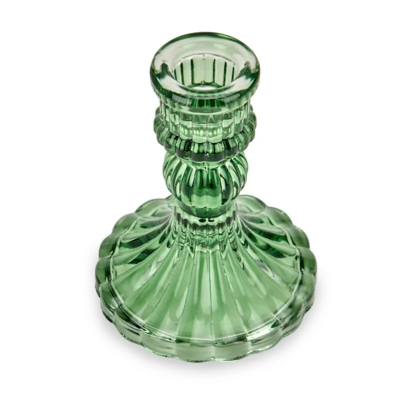 Green Textured Glass Taper Candle Holder, 4 in.