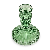 Green Textured Glass Taper Candle Holder, 4 in.