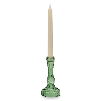 Green Textured Glass Taper Candle Holder, 6 in.