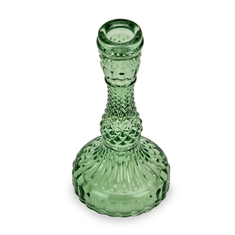 Green Textured Glass Taper Candle Holder, 6 in.
