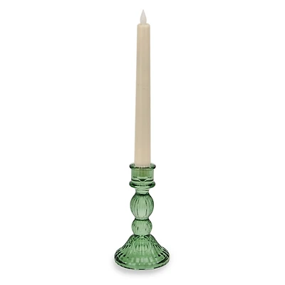Green Vintage Glass Taper Candle Holder