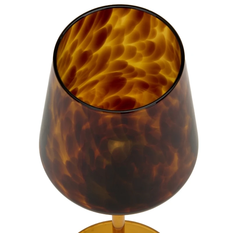 Amber Freckled Wine Glass