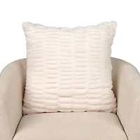 Ivory Ruched Faux Fur Pillow