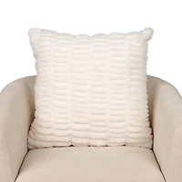Ivory Ruched Faux Fur Pillow