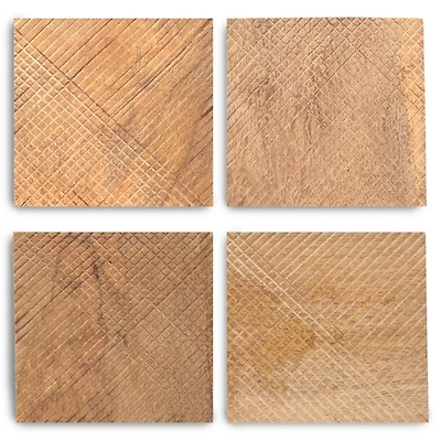 Square Geometric Wood Coasters, Set of 4