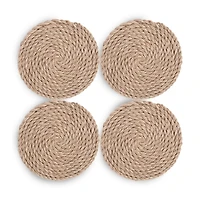 Round Woven Jute Coasters, Set of 4