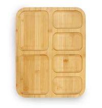 Bamboo 6-Section Serving Tray with Lid
