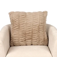 Taupe Ruched Faux Fur Pillow