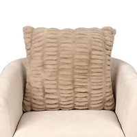 Taupe Ruched Faux Fur Pillow