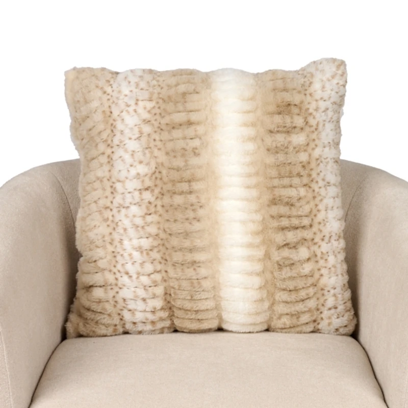 Snow Leopard Ruched Faux Fur Pillow