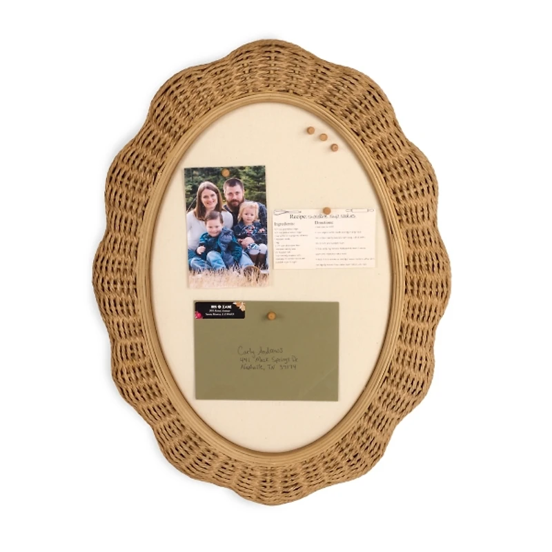Oval Rattan Scalloped Pinboard