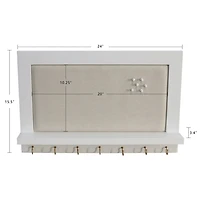 White Wood Pinboard with Shelf and Hooks