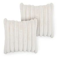 Ivory Ribbed Faux Fur Pillows, Set of 2