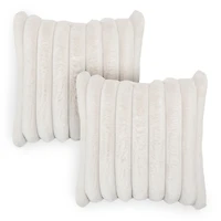Ivory Ribbed Faux Fur Pillows, Set of 2