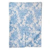 Blue Floral Toile Fleece Throw