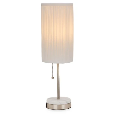 Silver Metal and Marble USB Table Lamp