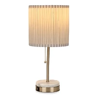 Silver & Marble Striped Shade USB Table Lamp