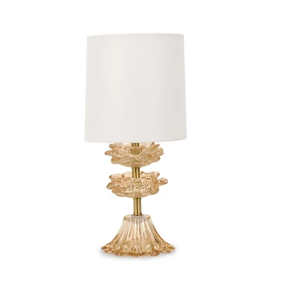 Amber Vintage Floral Glass Table Lamp