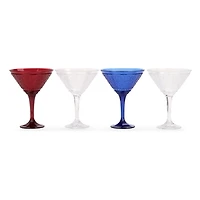 Red White & Blue Acrylic Martini Glasses, Set of 4