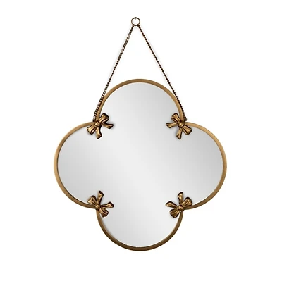 Gold Metal Quatrefoil Bows Wall Mirror