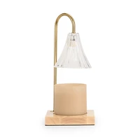 Clear Glass Shade Wood Candle Warmer Lamp
