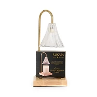 Clear Glass Shade Wood Candle Warmer Lamp